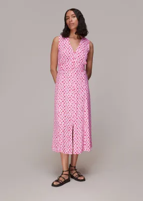 Pink Moon Floral Print Midi Dress