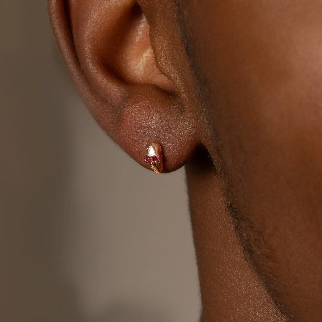 Ruby Skull Stud