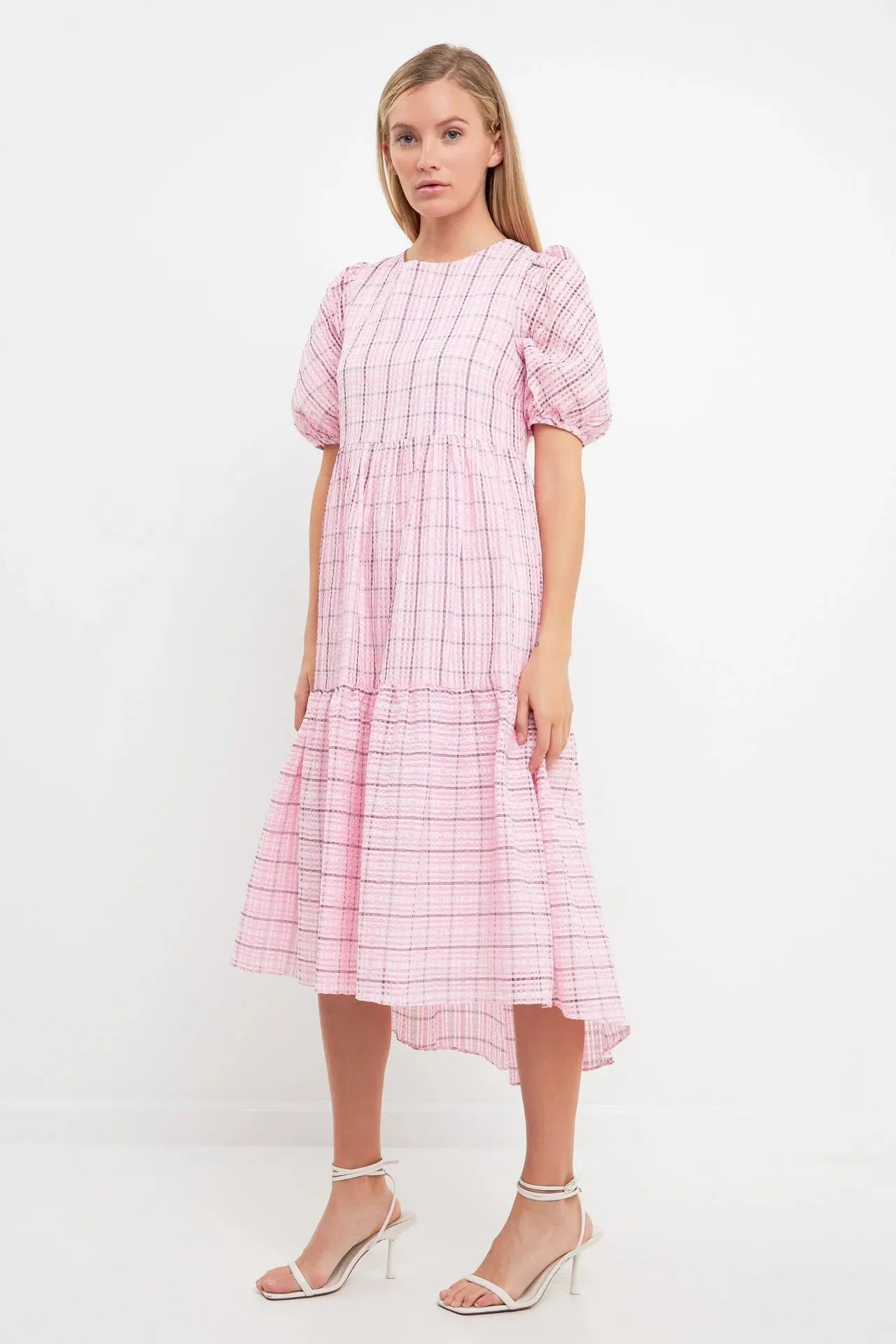 Plaid Midi Dress | Pink