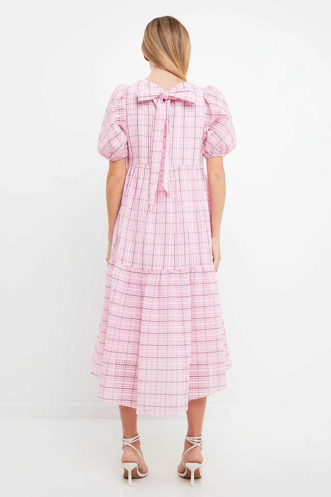 Plaid Midi Dress | Pink