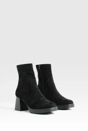 Platform Block Heel Ankle Boots