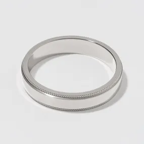 Polished Platinum Flat Milgrain Wedding Band 4mm