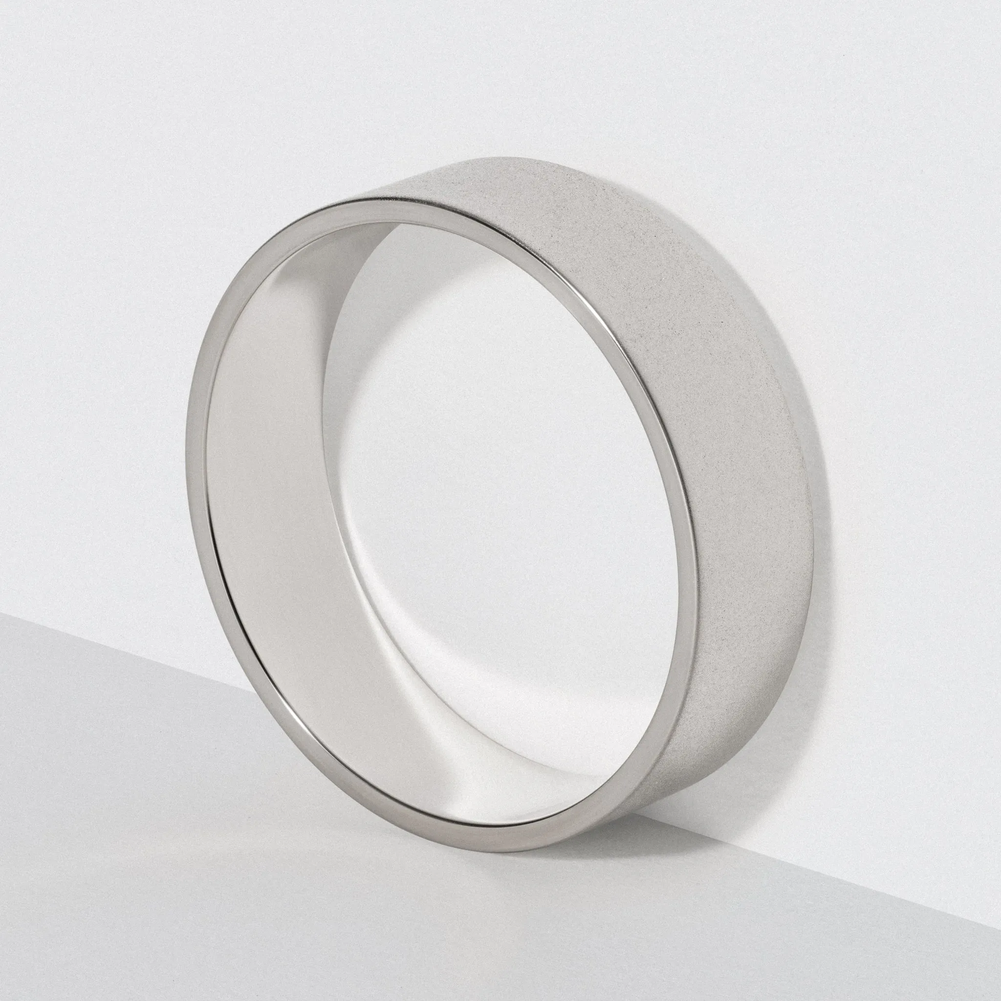 Matte Platinum Flat Wedding Band 6mm