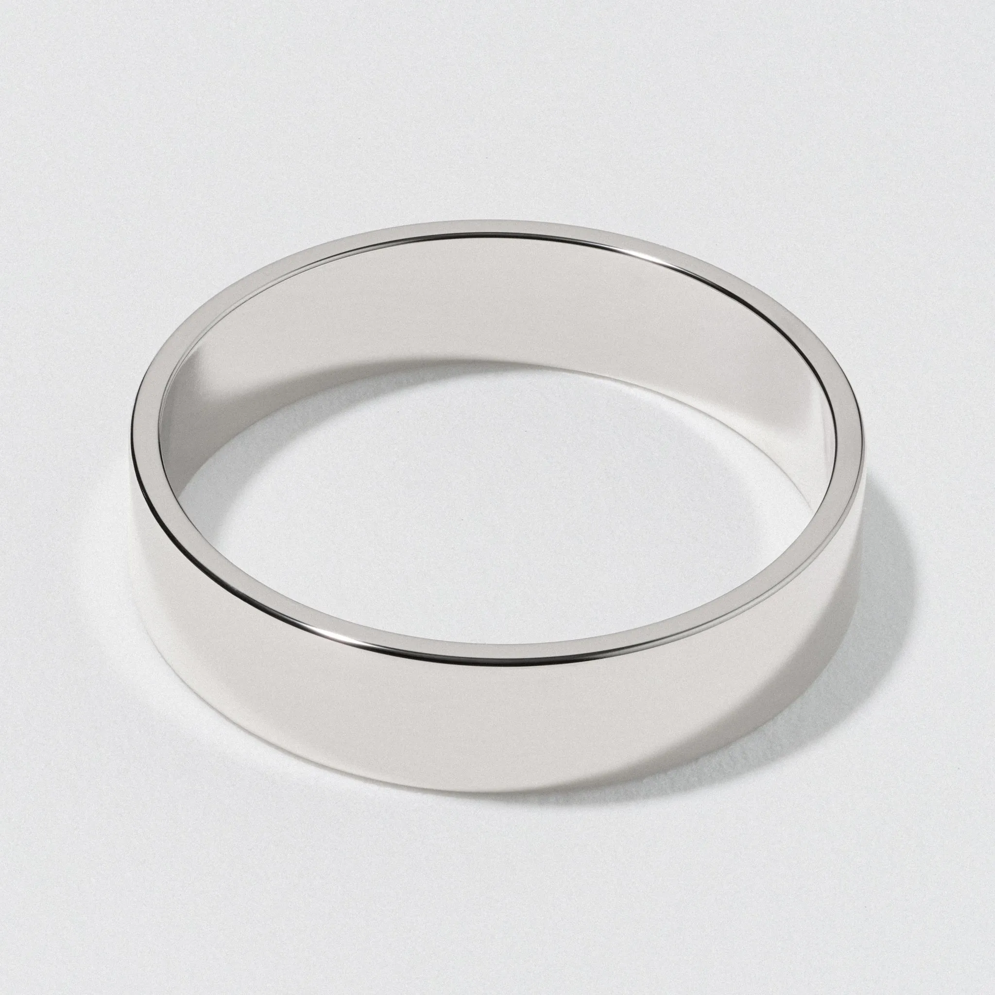 5mm Polished Platinum Flat Wedding Band