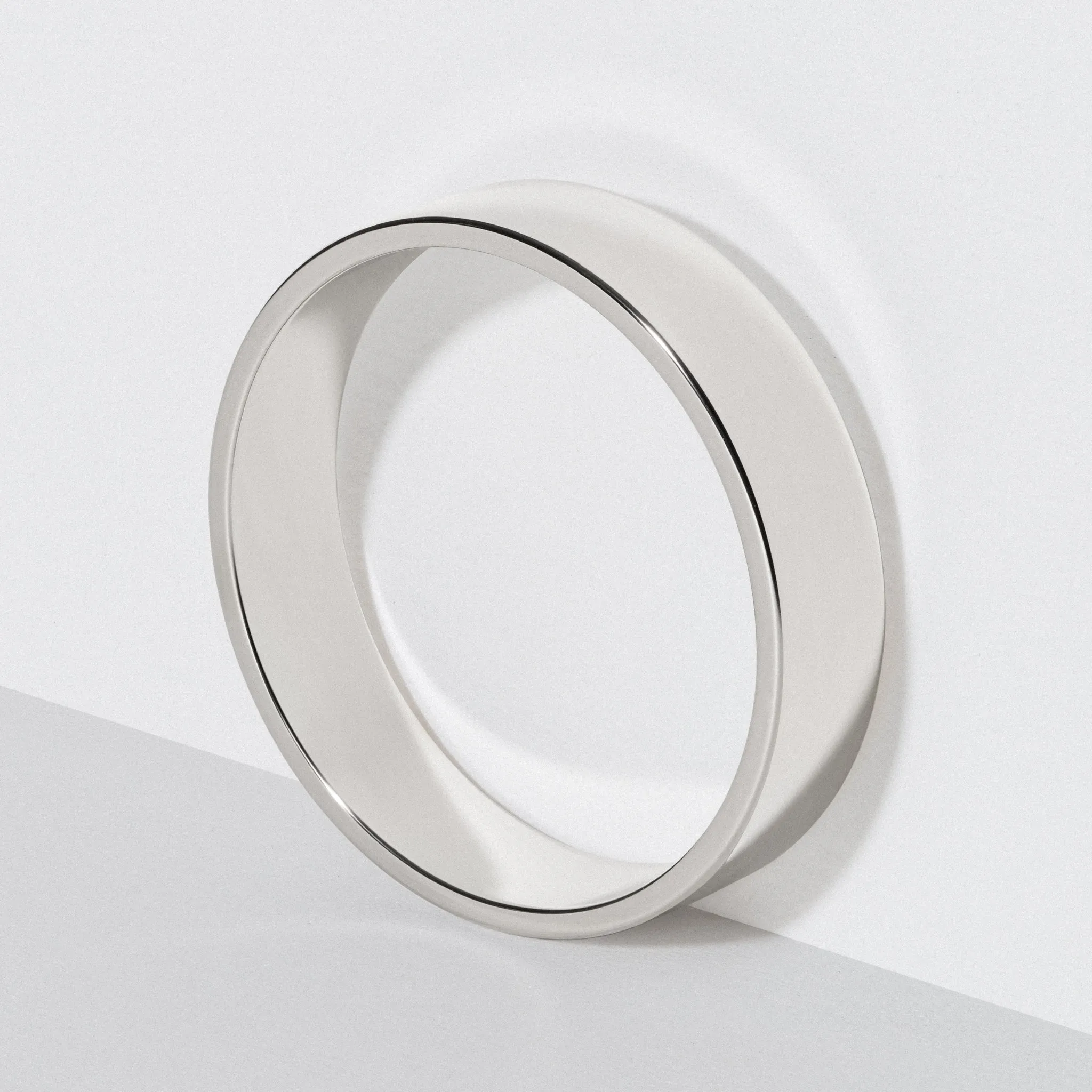 5mm Polished Platinum Flat Wedding Band