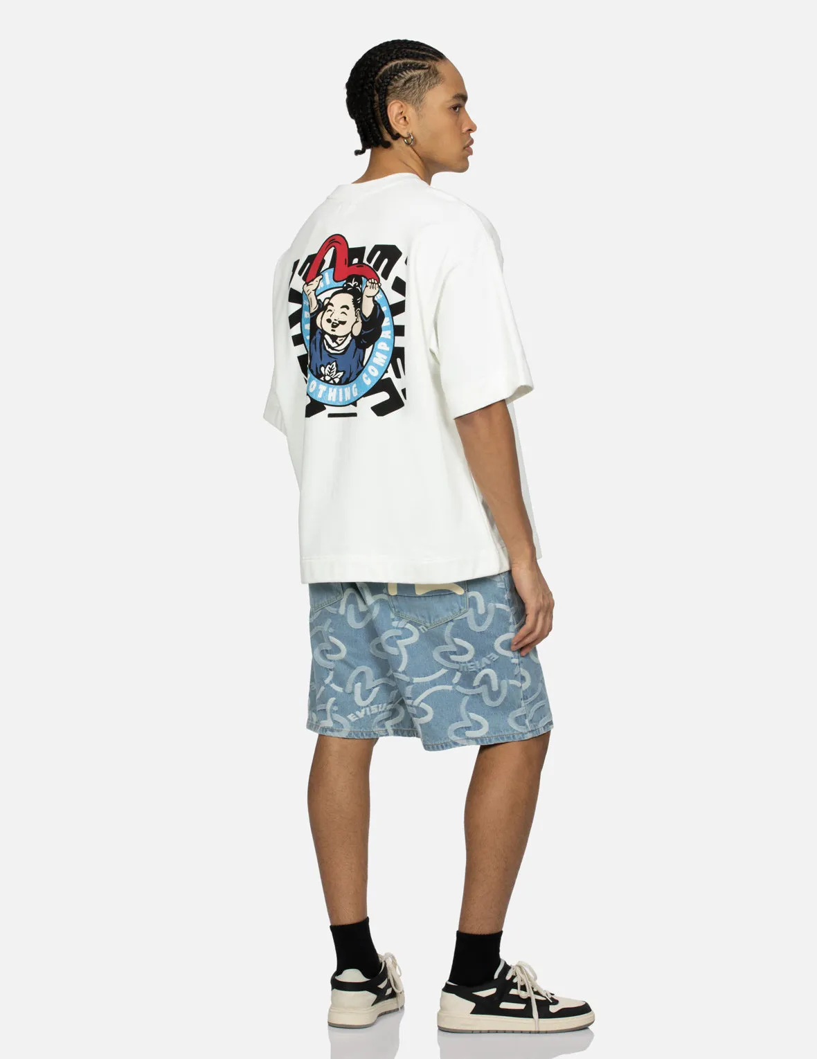 Playful Godhead and Seagull Print Oversized Short-Sleeve Sweatshirt