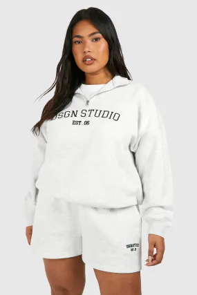 Plus Dsgn Studio Applique Half Zip Short Tracksuit