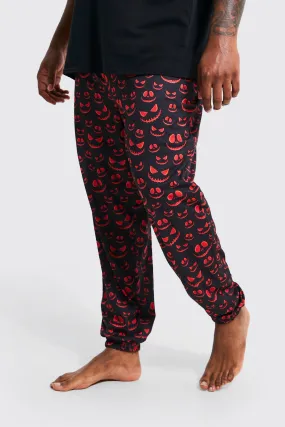 Plus Halloween Pumpkin Face Lounge Joggers | boohooMAN UK