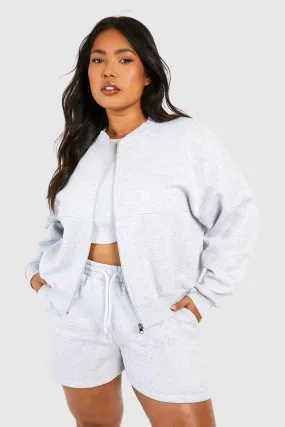 Plus Oversized Bomber Short Tracksuit