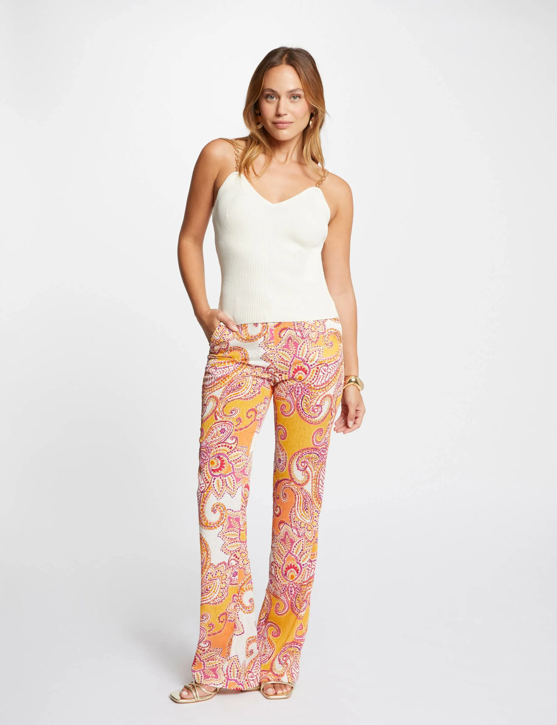 Printed bootcut trousers multicolored women