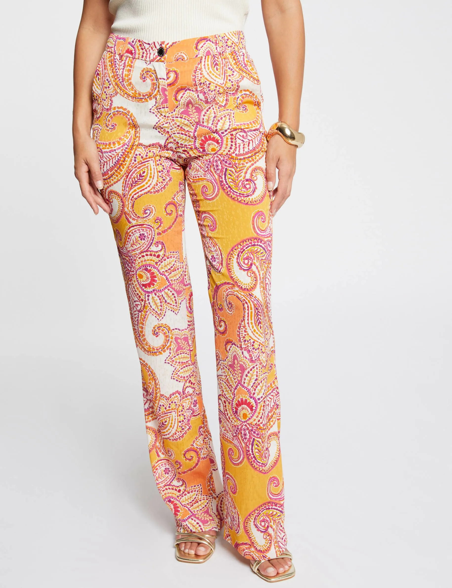 Printed bootcut trousers multicolored women