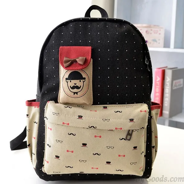 Printed Bow College Backpacks