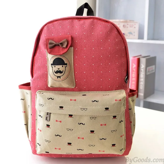 Printed Bow College Backpacks