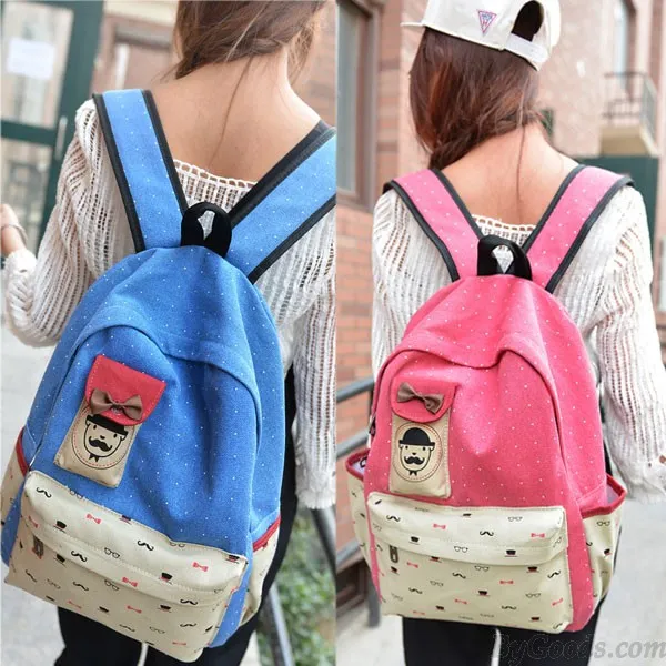 Printed Bow College Backpacks