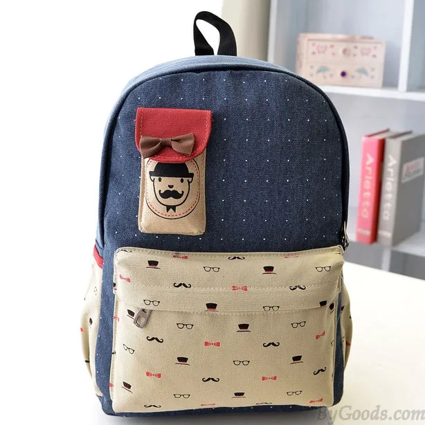 Printed Bow College Backpacks