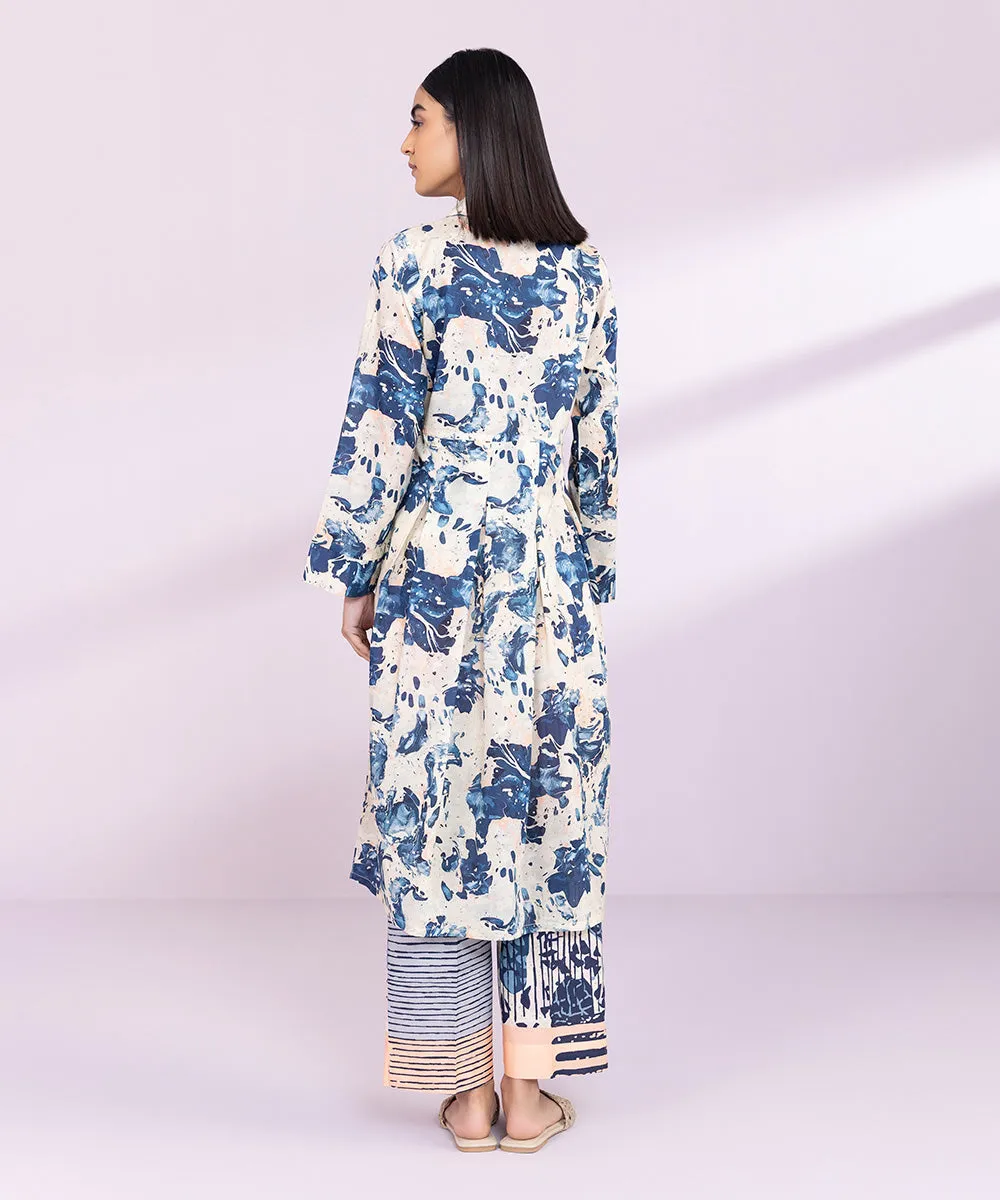 Panelled Shirt with Printed Lawn