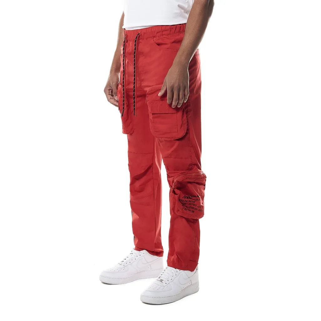 Printed Utility Windbreaker Joggers - Red