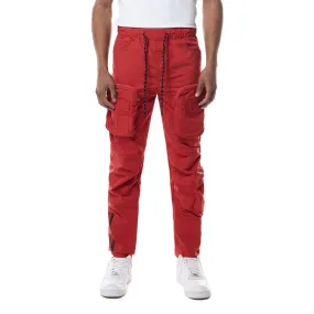 Printed Utility Windbreaker Joggers - Red