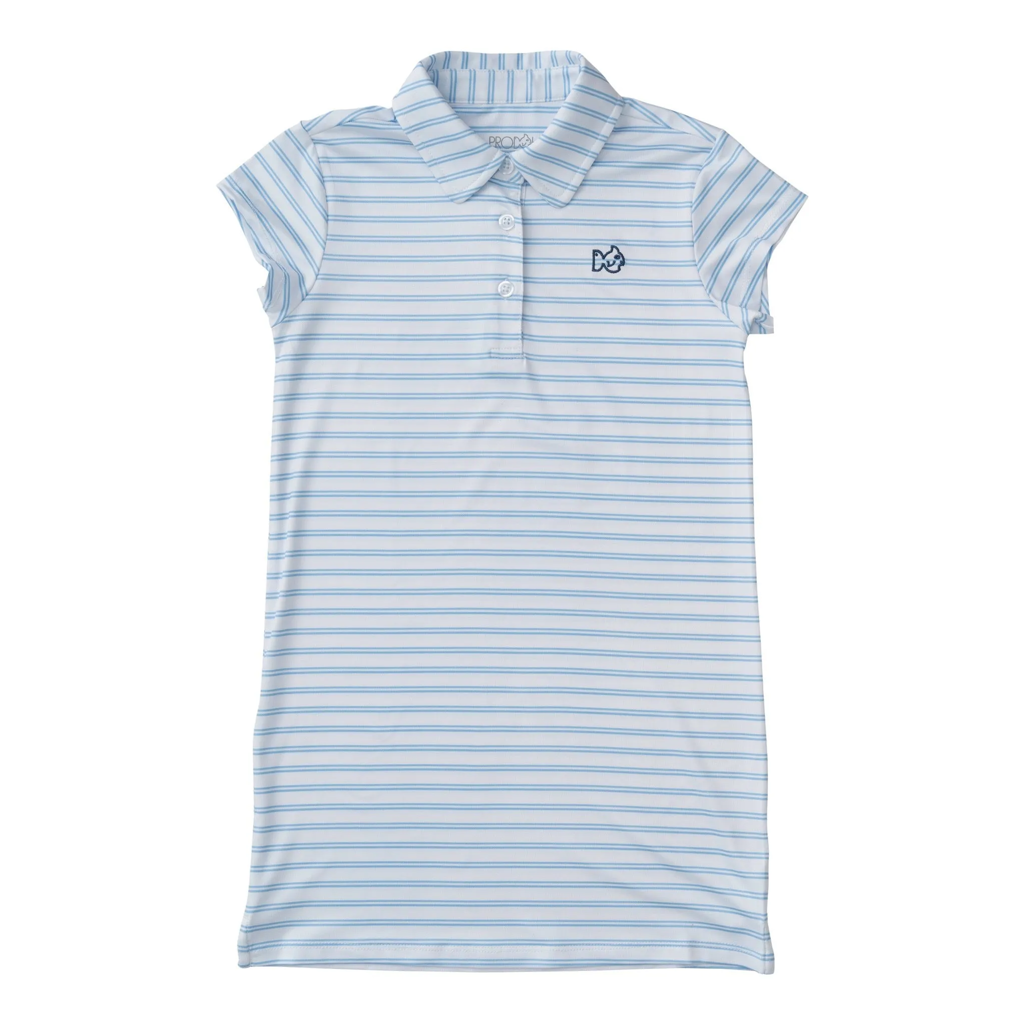 Pro Performance Polo Dress in Blue and White Stripe