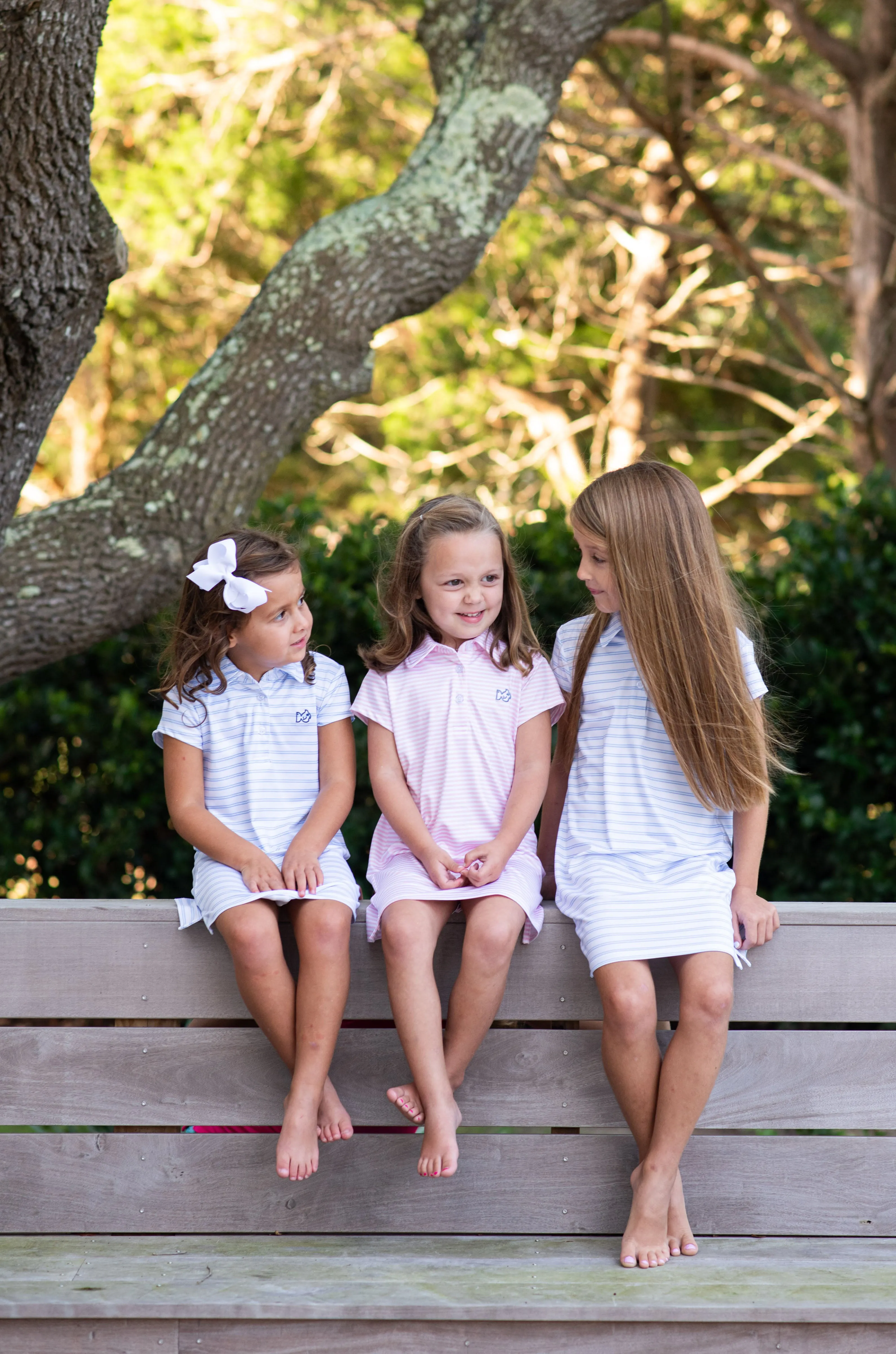 Pro Performance Polo Dress in Blue and White Stripe