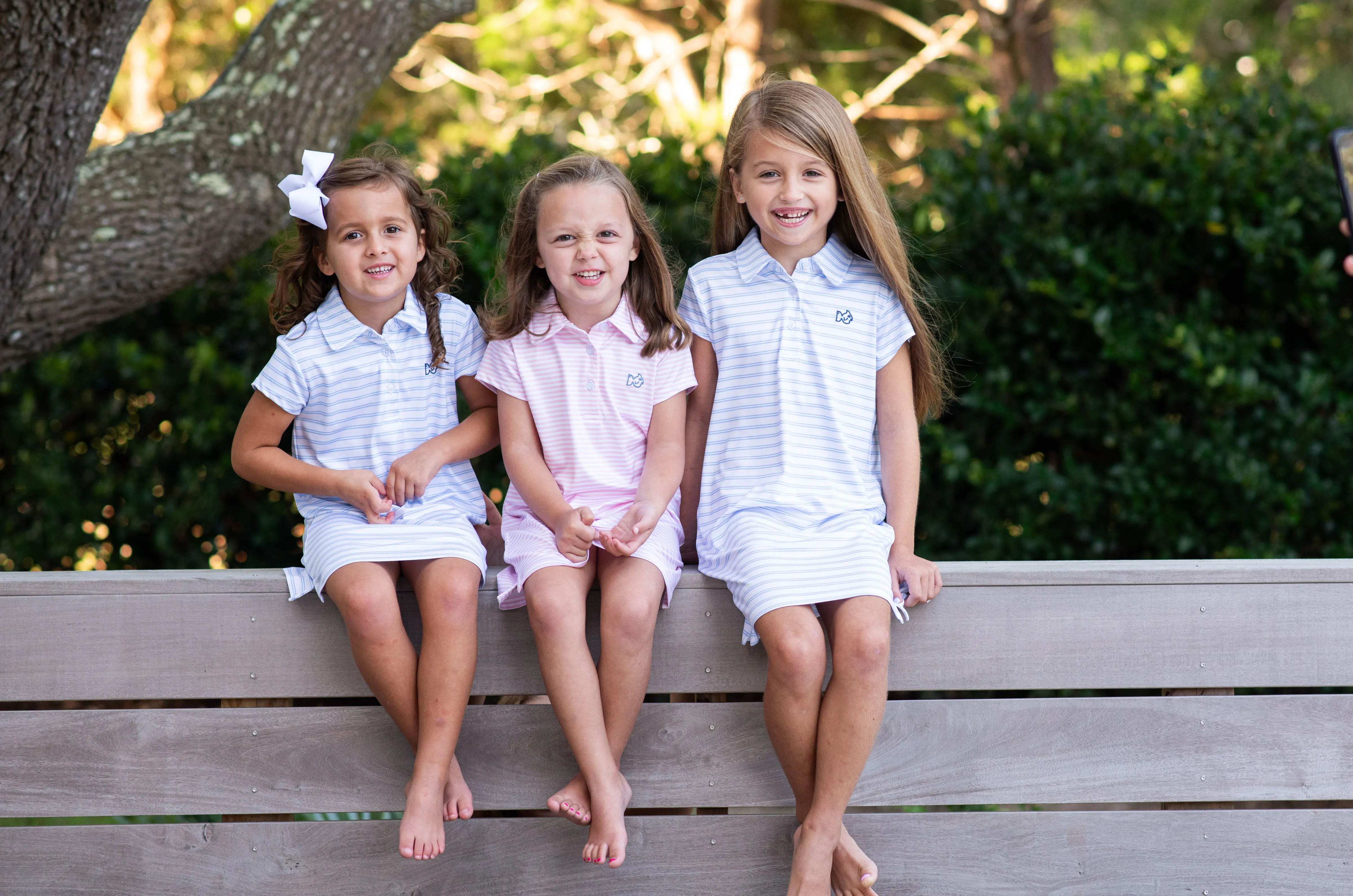 Pro Performance Polo Dress in Blue and White Stripe