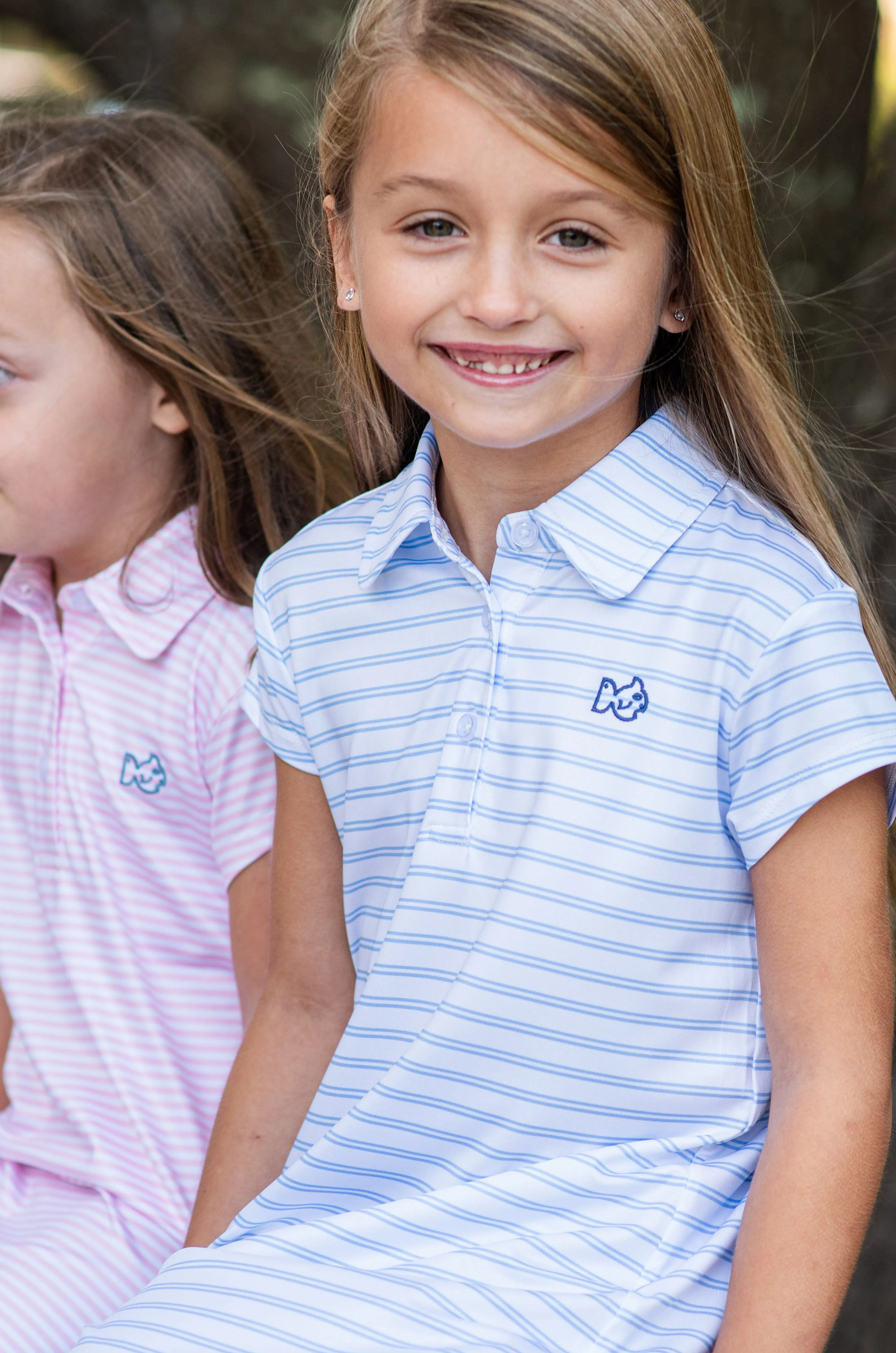 Pro Performance Polo Dress in Blue and White Stripe