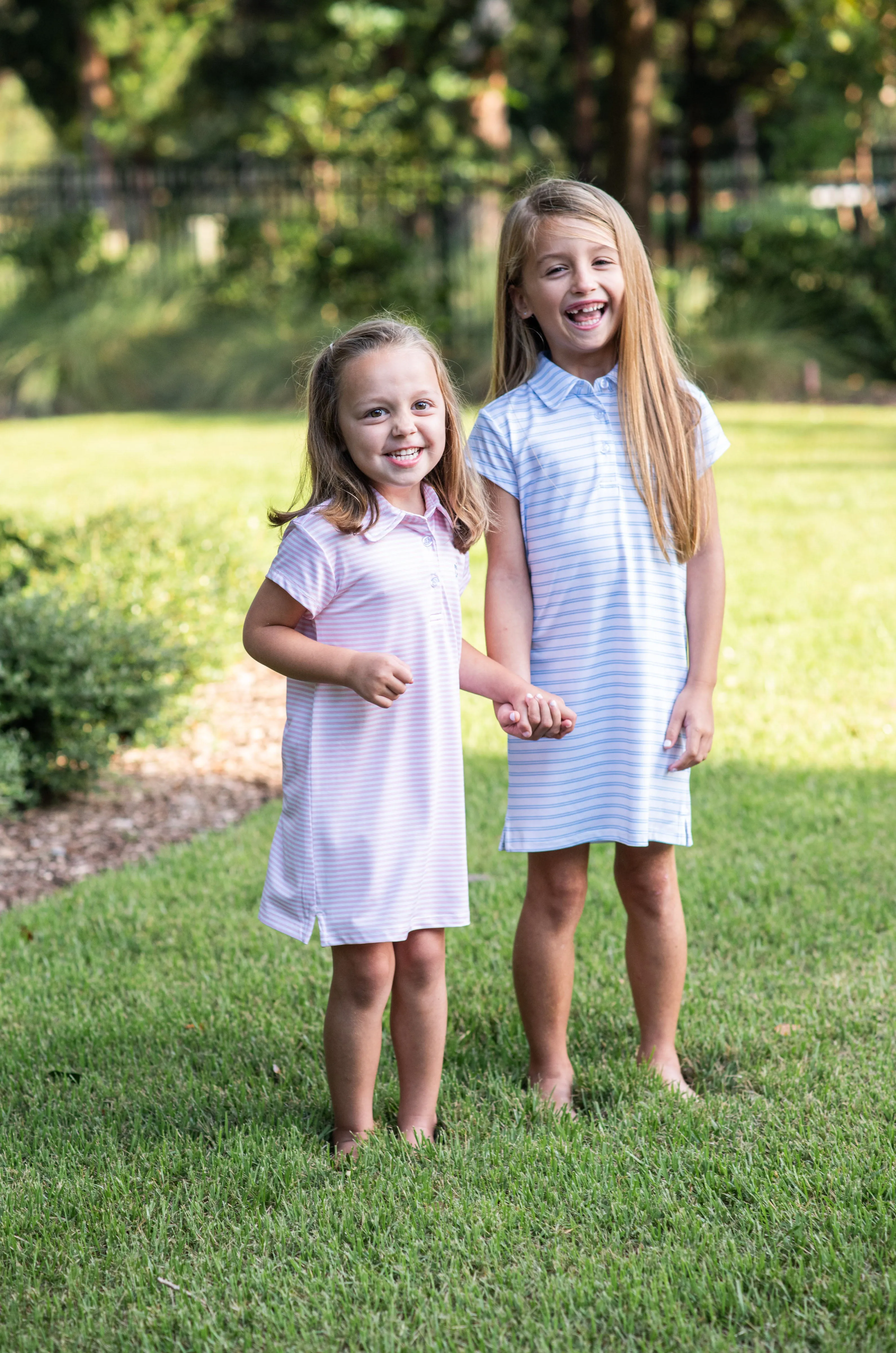 Pro Performance Polo Dress in Blue and White Stripe