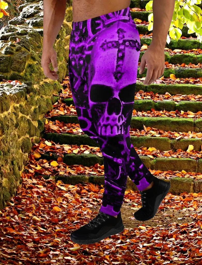 Purple Steampunk Skull Slim Fit Men's Joggers