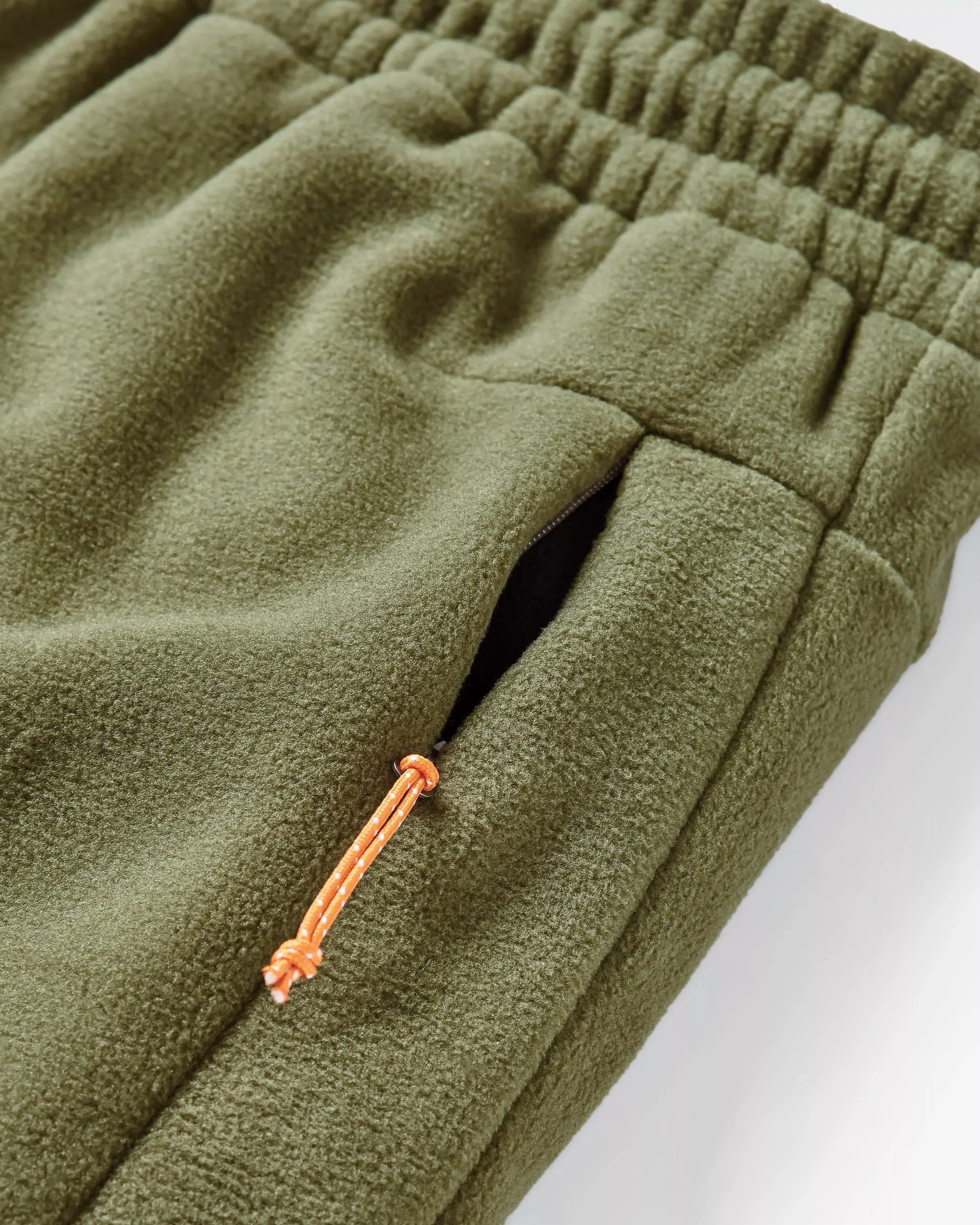 Recycled Polar Fleece Jogger in True Black and Khaki