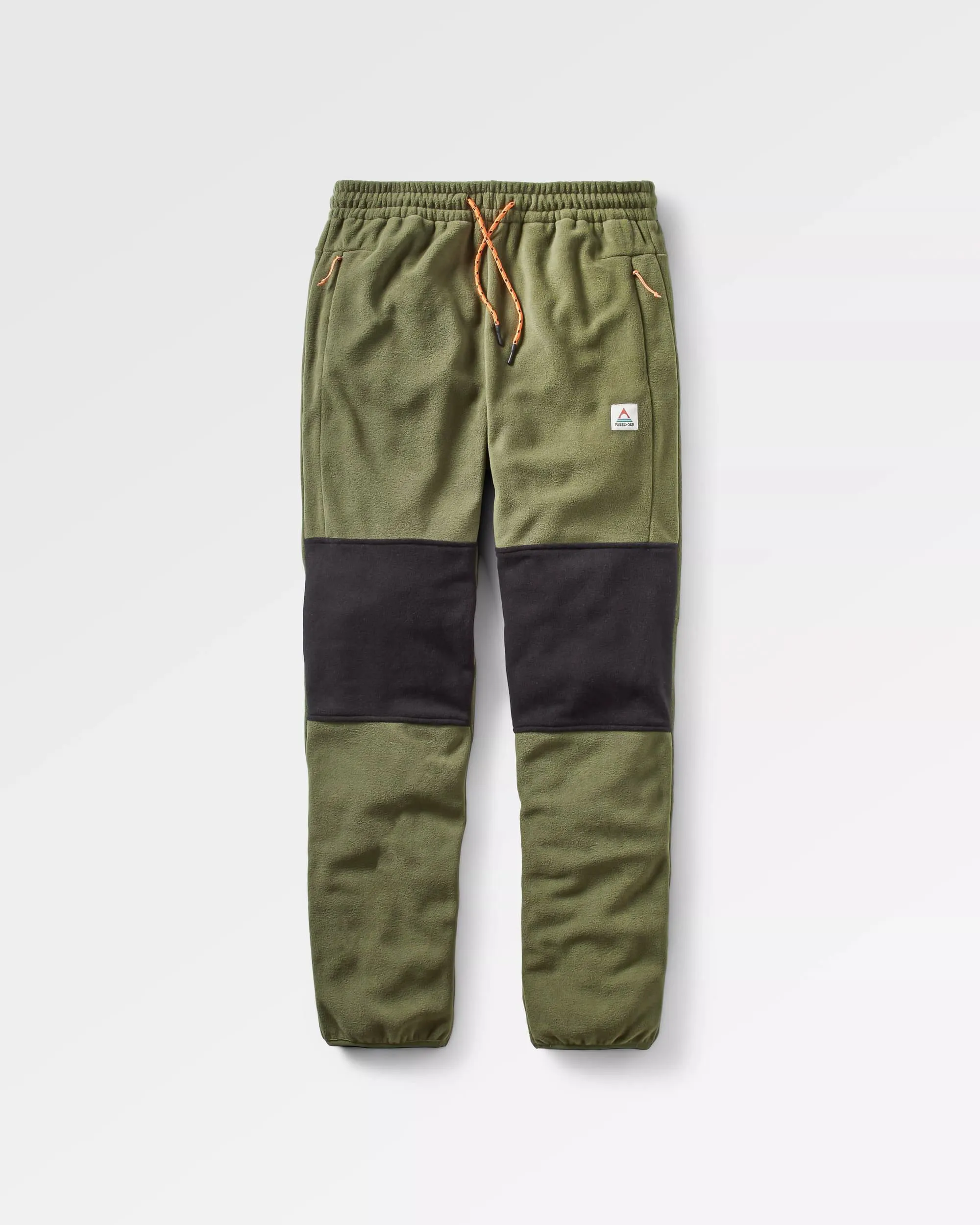 Recycled Polar Fleece Jogger in True Black and Khaki