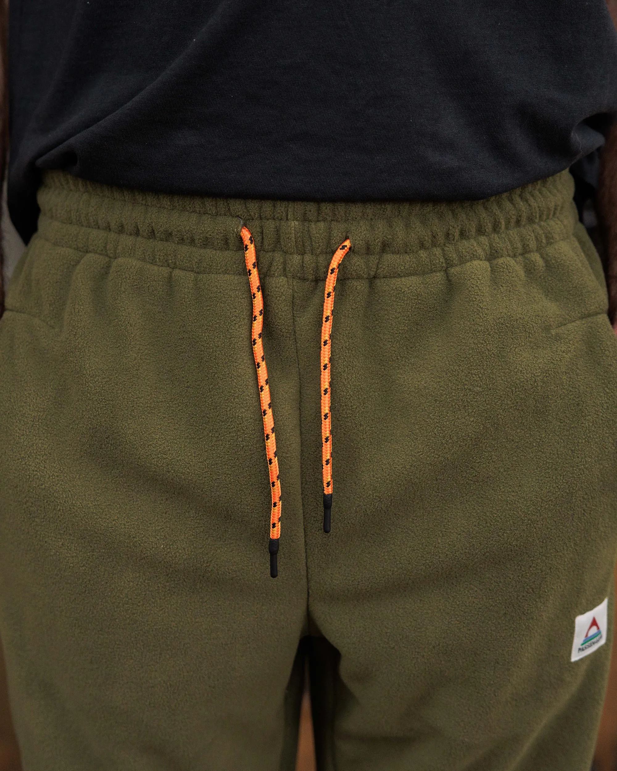 Recycled Polar Fleece Jogger in True Black and Khaki