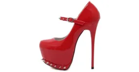 Red Patent Mary Jane Platforms Punk Rock High Heels Stiletto