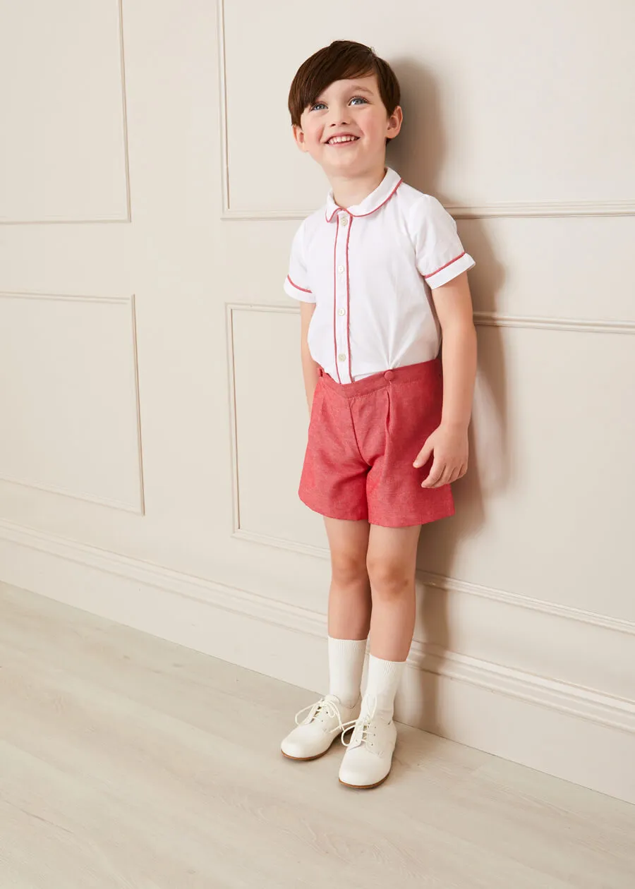 Red Peter Pan Collar Short Sleeve Two Piece Set for Kids (12 months to 6 years)