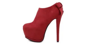 Red Suede Ankle Stiletto High Heel Platform Boots