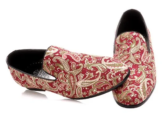 Men's Red Vintage Paisley Oxfords Loafers Dress Shoes Flats