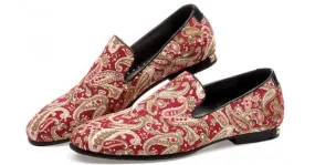 Men's Red Vintage Paisley Oxfords Loafers Dress Shoes Flats