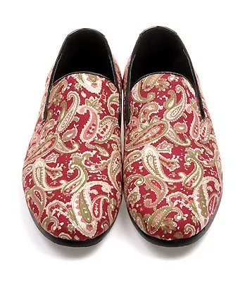 Men's Red Vintage Paisley Oxfords Loafers Dress Shoes Flats