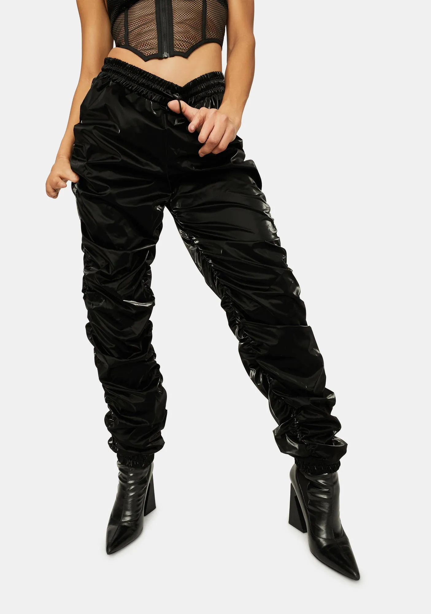 Reflect On It Shiny Ruched Joggers-