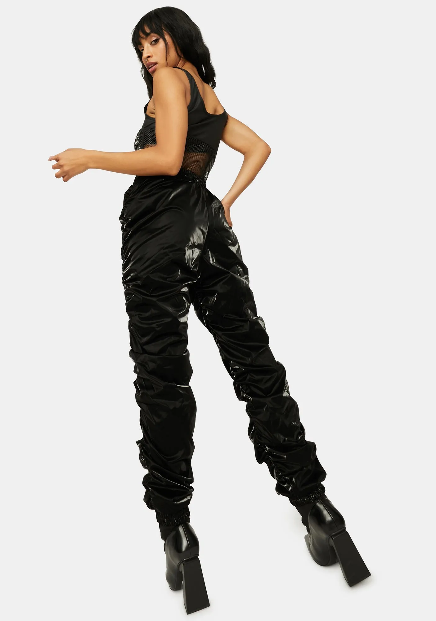 Reflect On It Shiny Ruched Joggers-