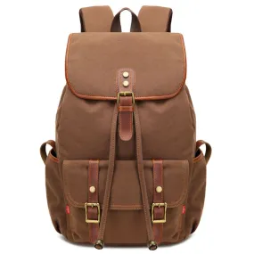 Retro Splicing Rivets Drawstring Rucksack Travelling Large Capacity Outdoor Canvas Backpacks