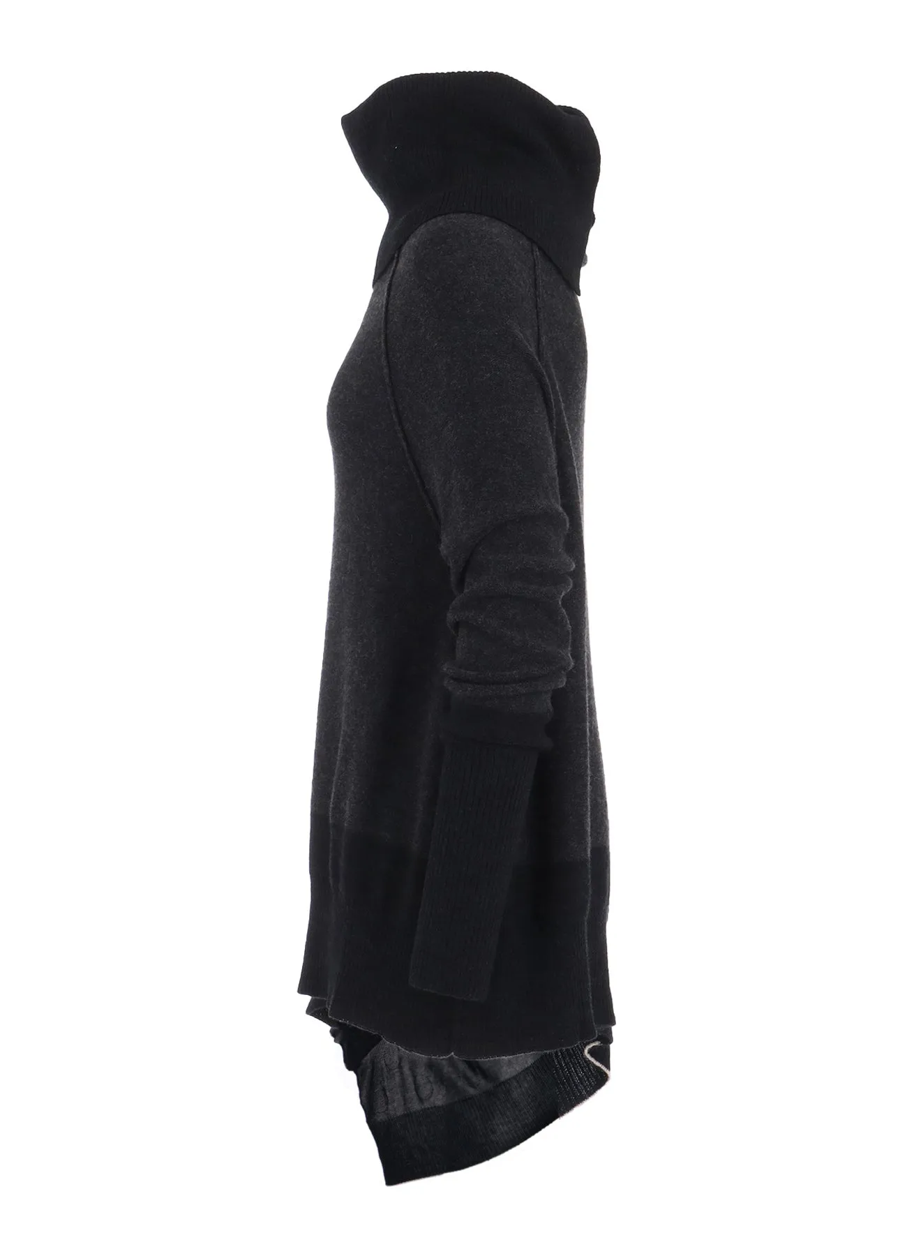 REVERSE STITCHES OFF NECK SIDE DRAPE KNIT