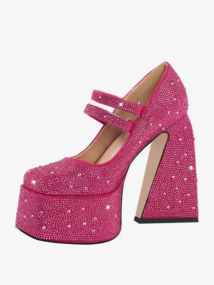 Rhinestone Chunky Heel High Heel Platforms Women's Pumps