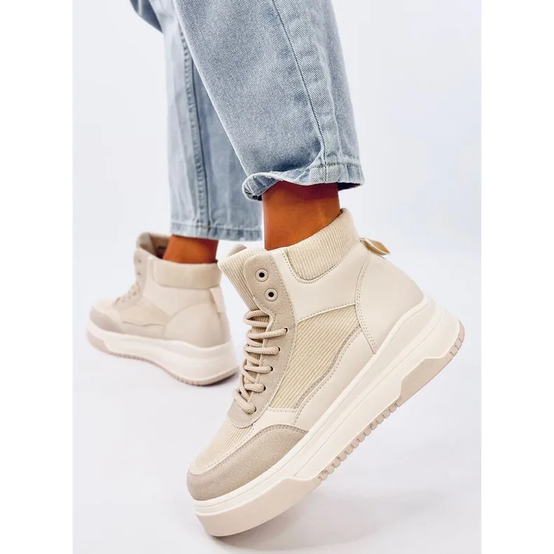 Riess Beige high-top sneakers