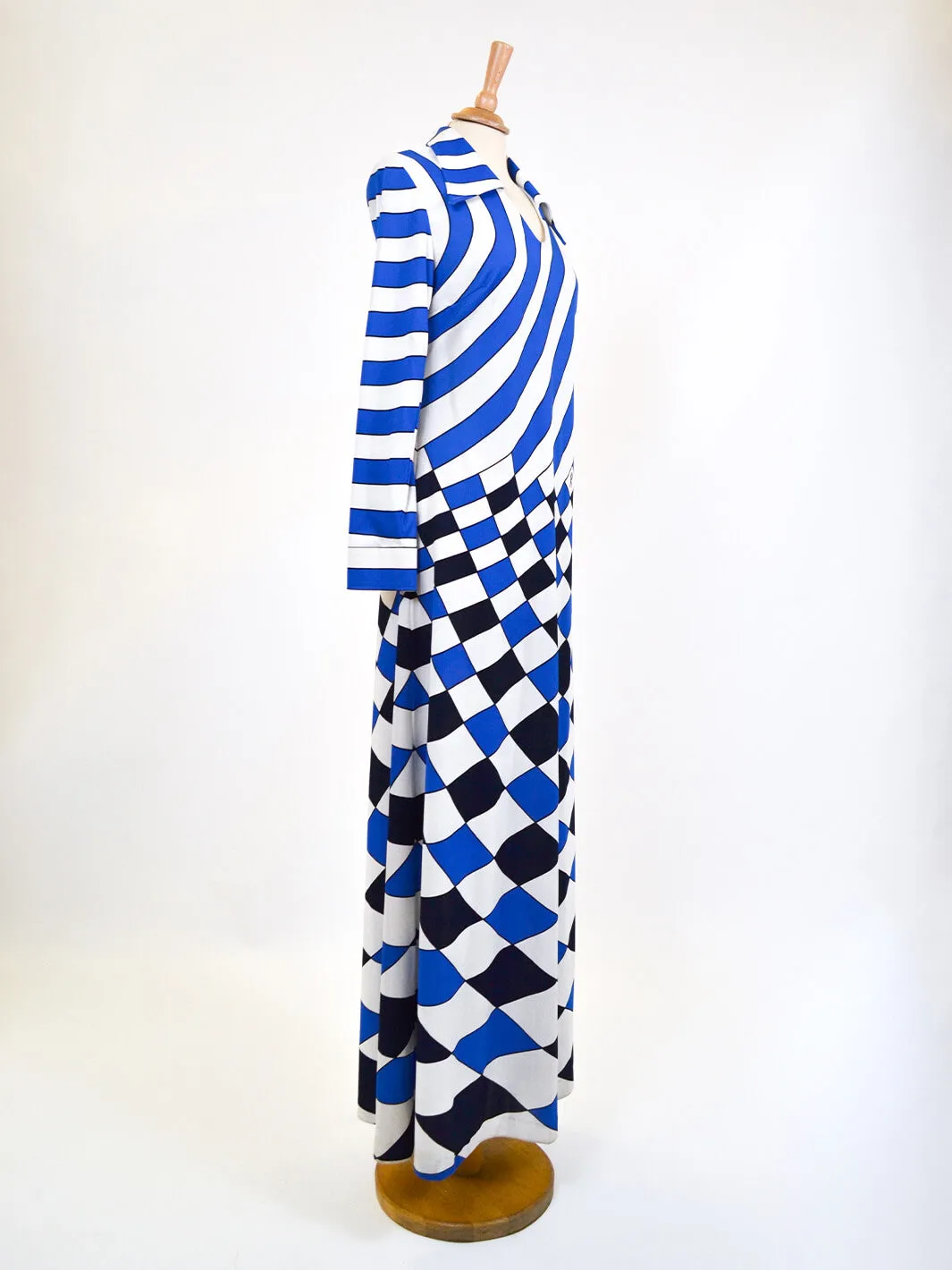 Roberta di Camerino vintage blue and white dress from the 1970s.