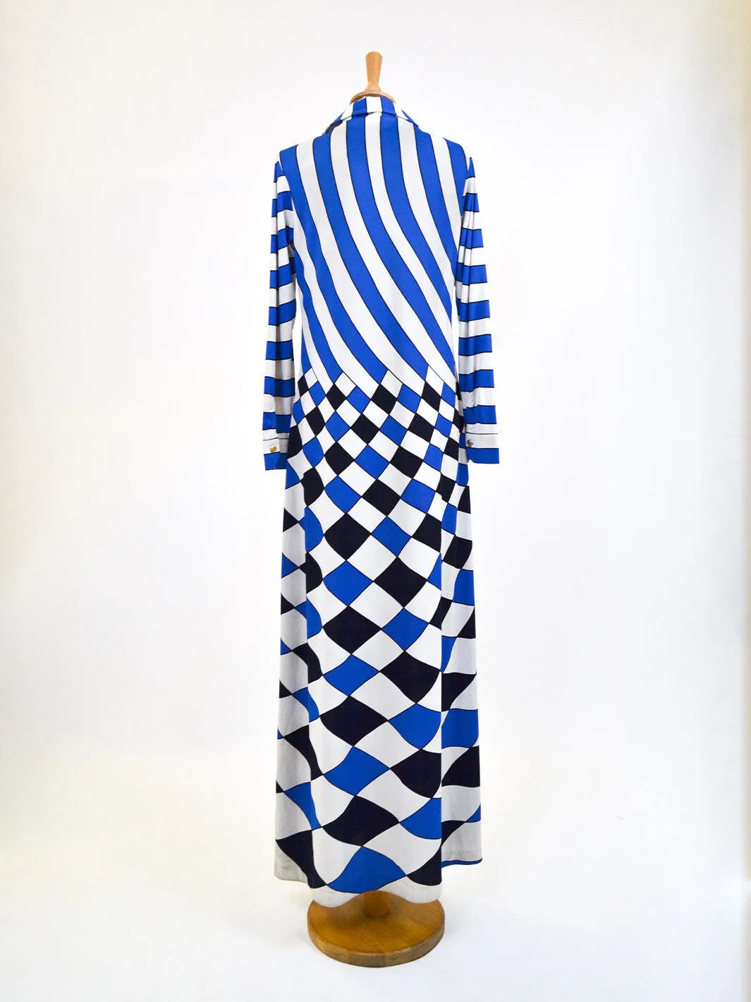 Roberta di Camerino vintage blue and white dress from the 1970s.