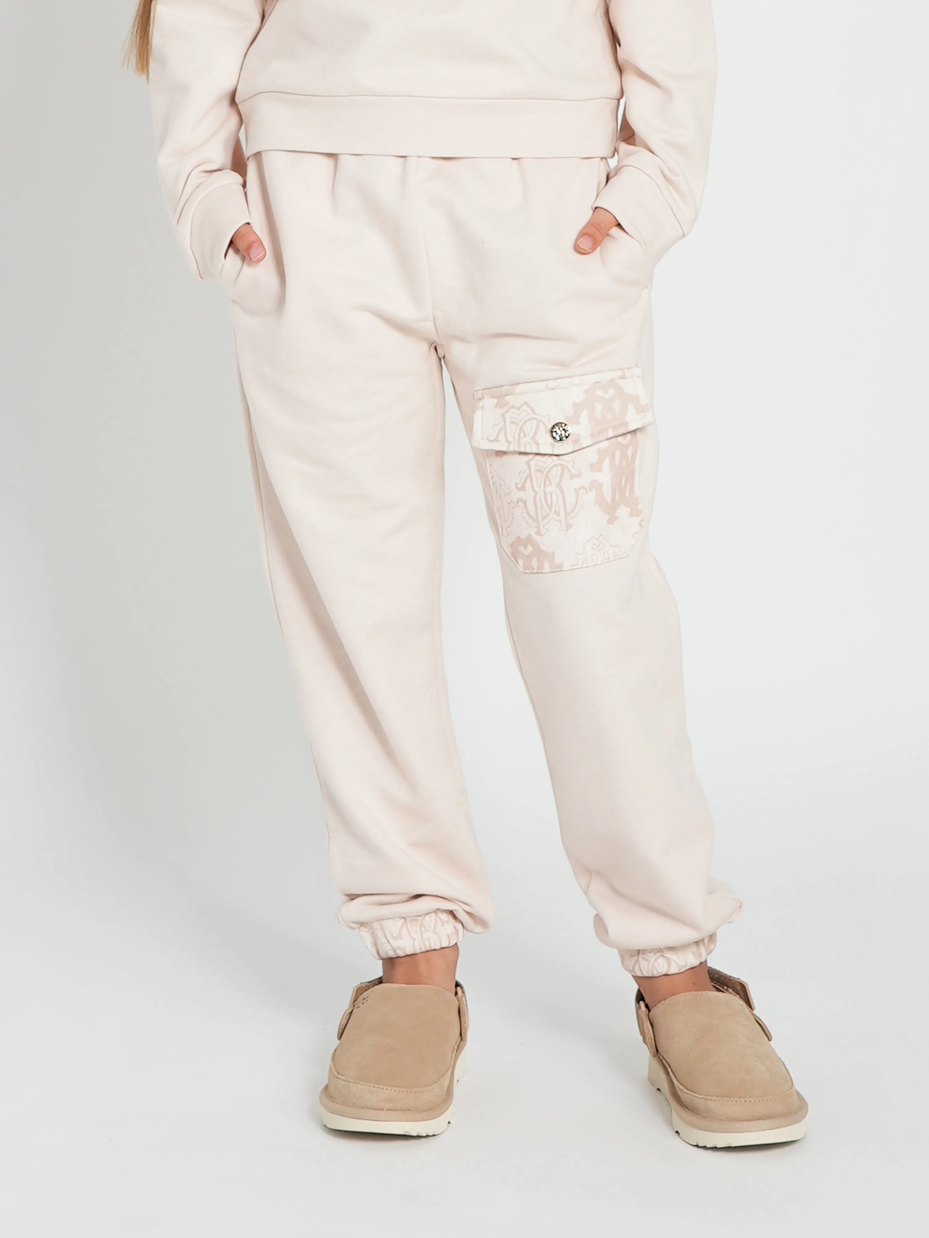 Roberto Cavalli Girls Logo Joggers in Beige