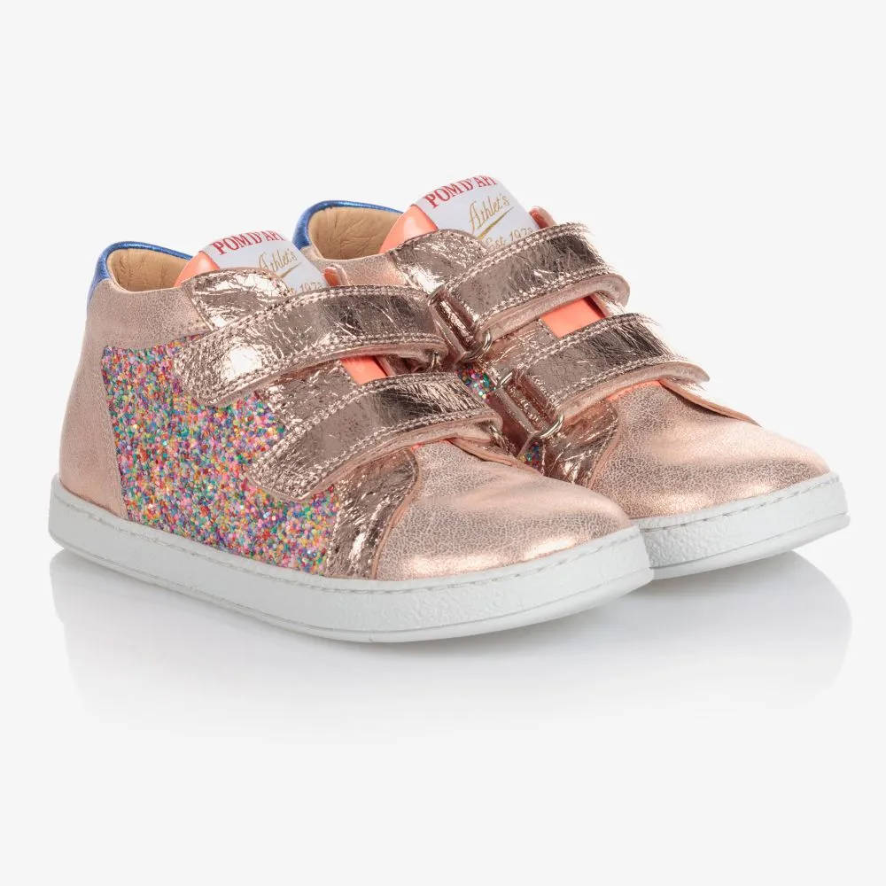 Rose Gold Leather Trainers