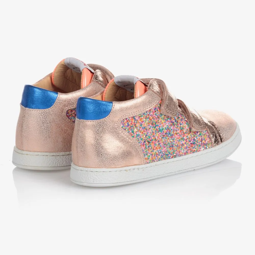 Rose Gold Leather Trainers