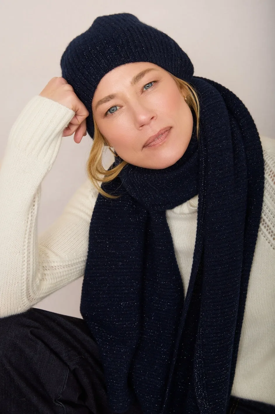 Rosie Cashmere Hat - Midnight Sparkle