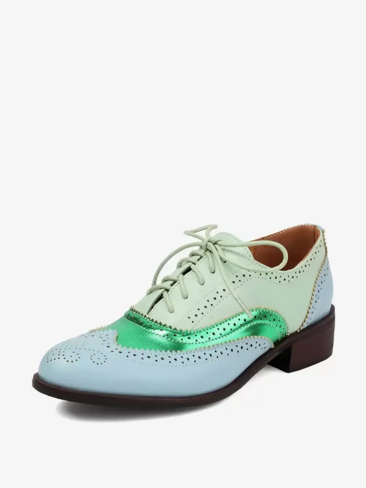 Round Toe PU Leather Oxfords